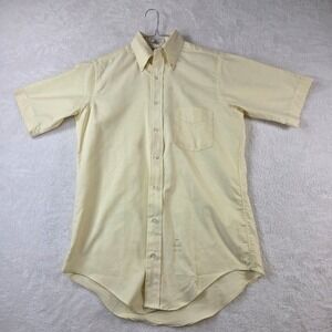 Sero Shirtmakers Mens Yellow Short Sleeve Oxford Button Down Shirt Size 15 SS